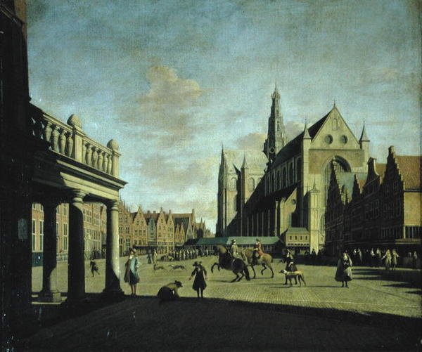 Haarlem Market Place (öljy paneelissa) tekijältä Job Berckheyde