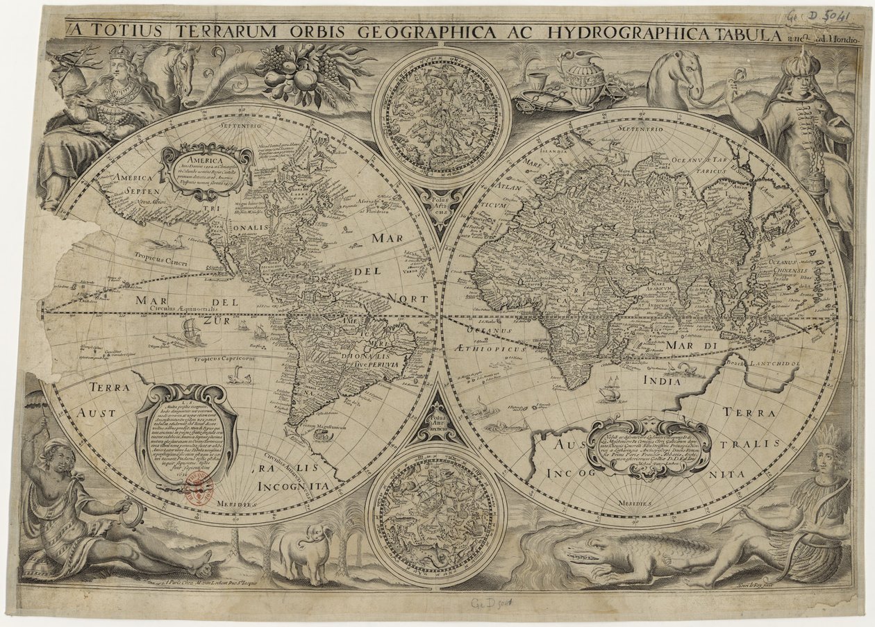 Maailman kartta, 1631 tekijältä Jodocus Hondius