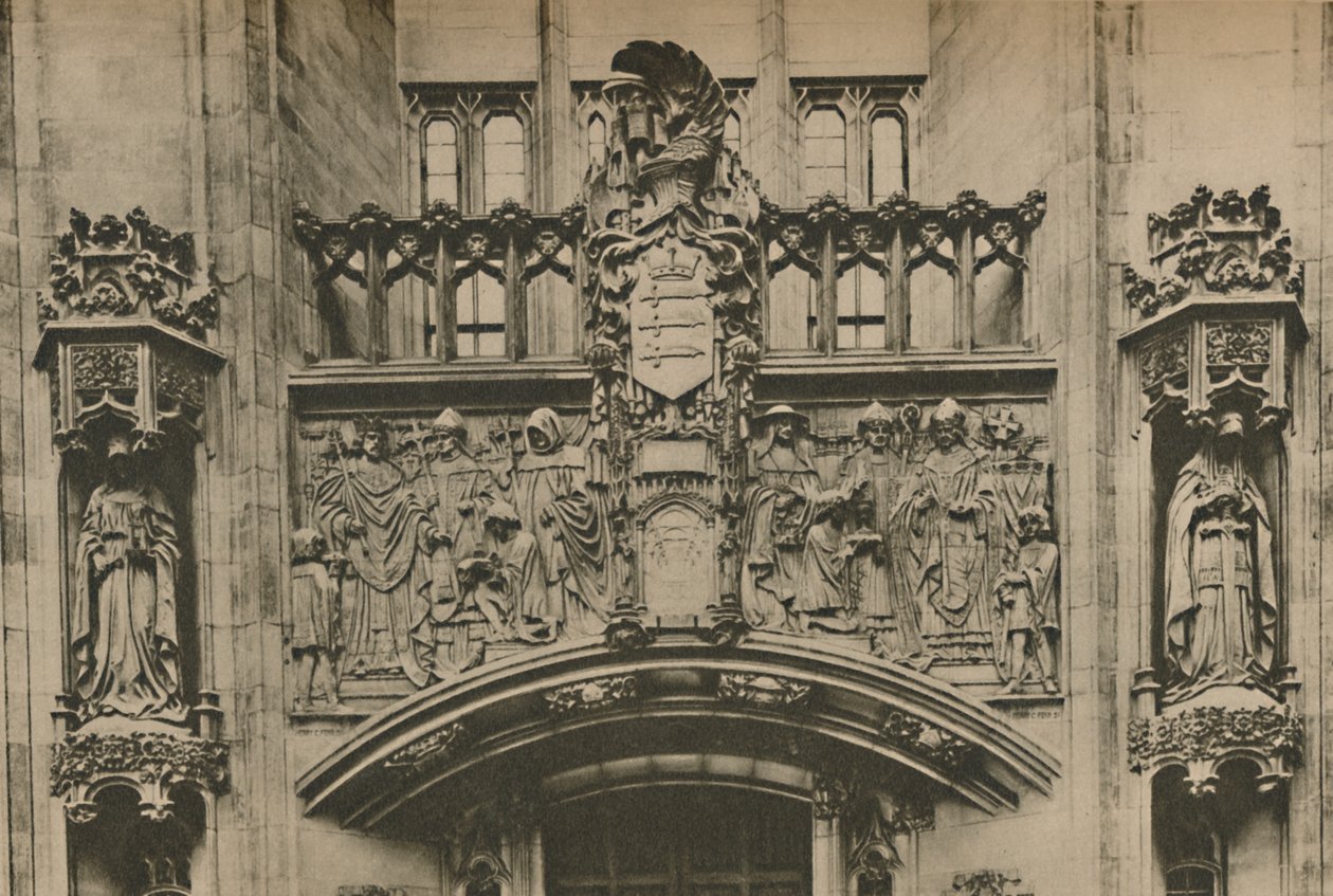 Kaiverrus kiveen Middlesexin vaakunan alla Guildhallissa Westminsterissä, vuodelta 1935. tekijältä Joel