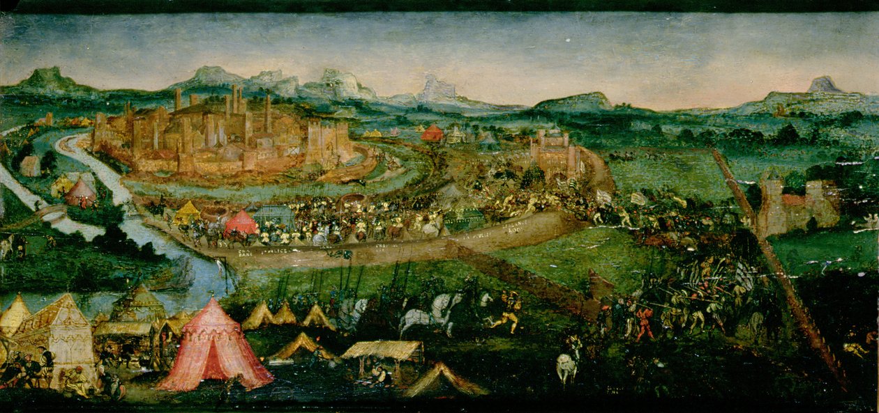 Pavian taistelu (tempera paneelissa) tekijältä Joerg the Elder Breu