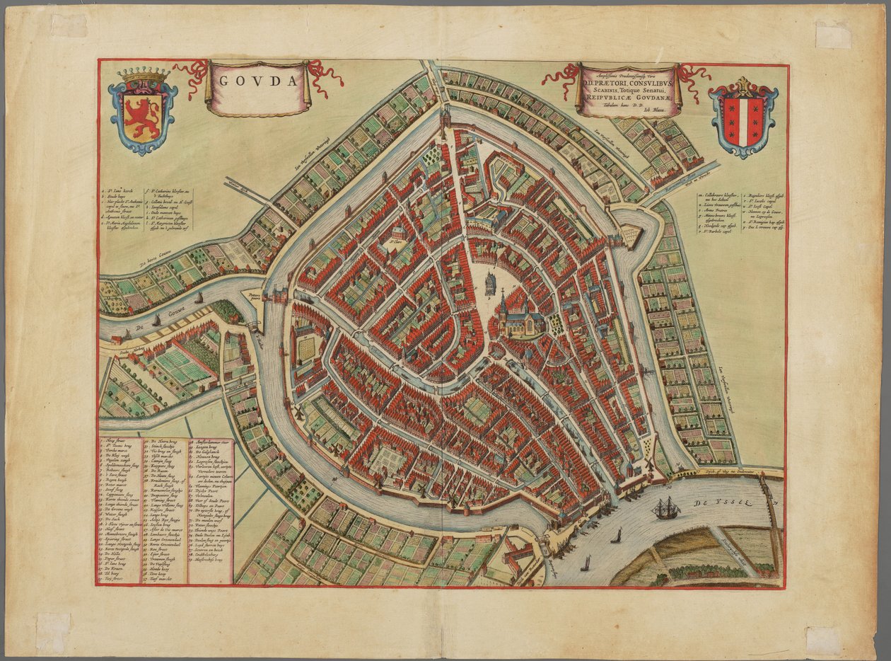 Goudan kaupungin kartta, noin 1650 tekijältä Joh. Blaeu