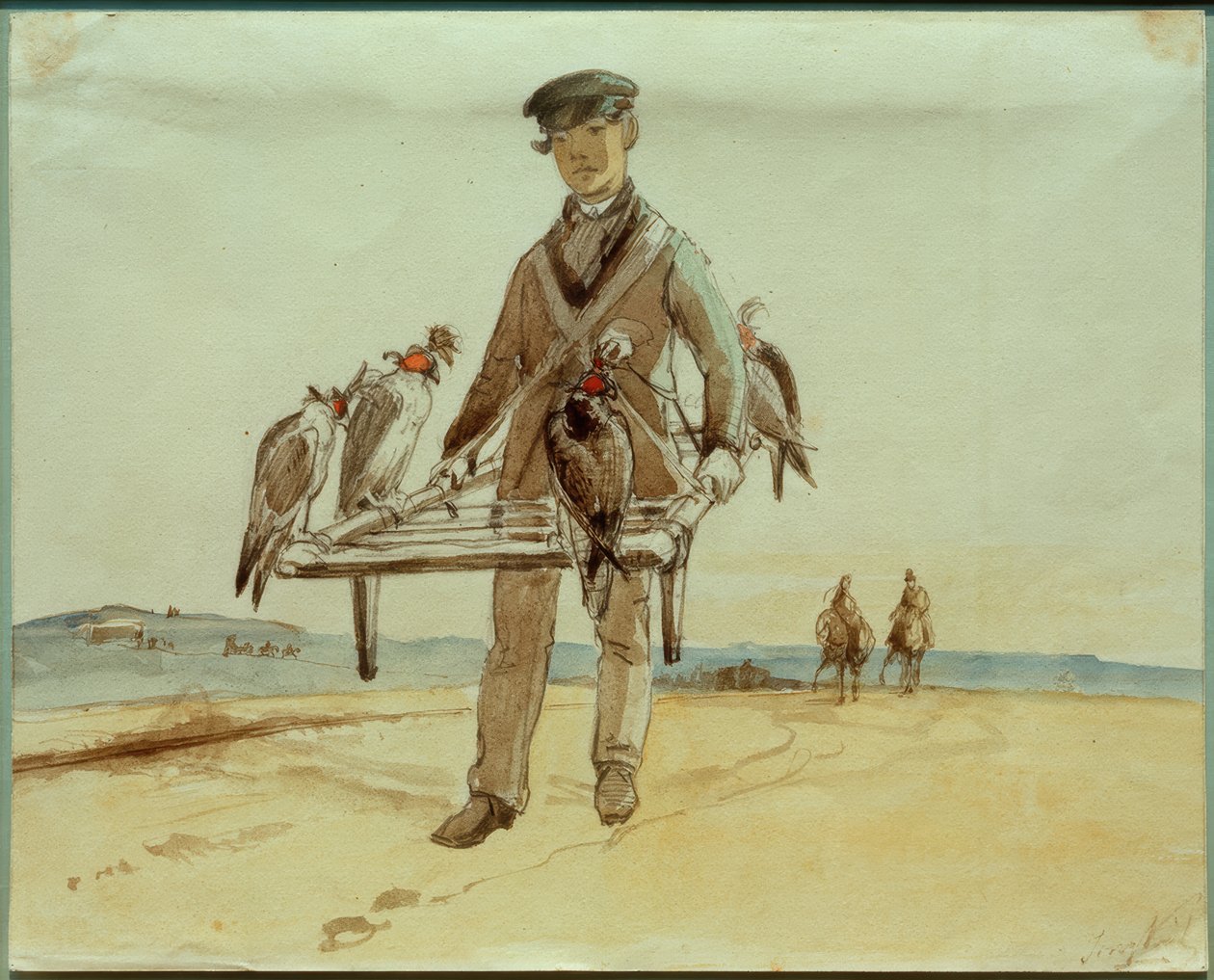 Falkner mit Falken Het Loo bei Apeldoornissa tekijältä Johan Barthold Jongkind