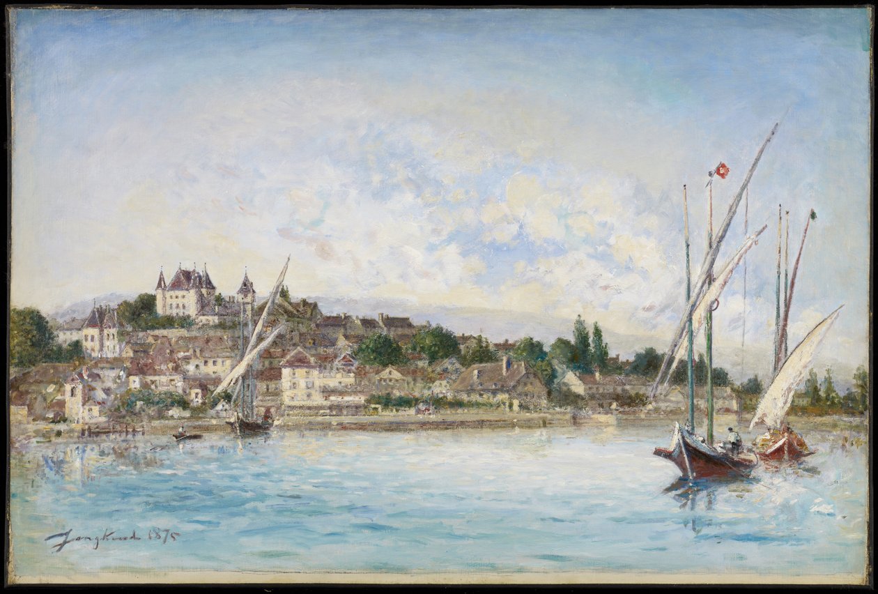 Maisema Leman-järveltä Nyoniin, 1875 tekijältä Johan Barthold Jongkind