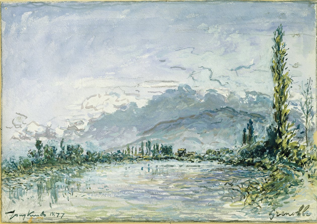 Isere-joki Grenoblessa, 1877 tekijältä Johan Barthold Jongkind