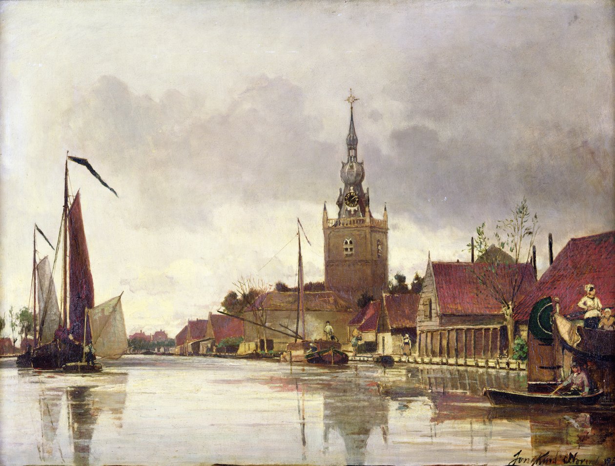 Näkymä Overschielle Rotterdamin lähellä, 1856 tekijältä Johan Barthold Jongkind