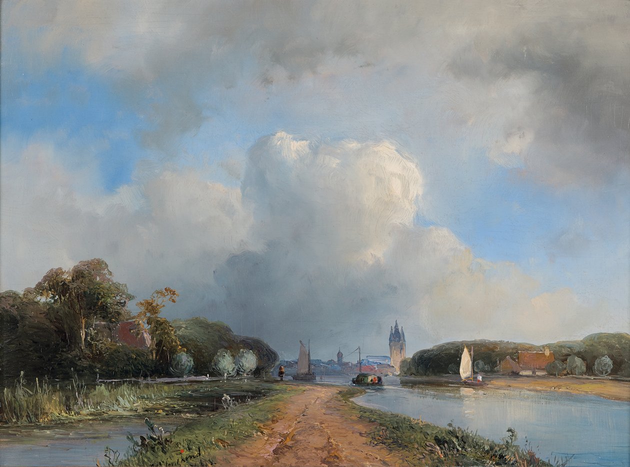 Näkymä Vlietistä Delftin lähellä, 1844 tekijältä Johan Barthold Jongkind