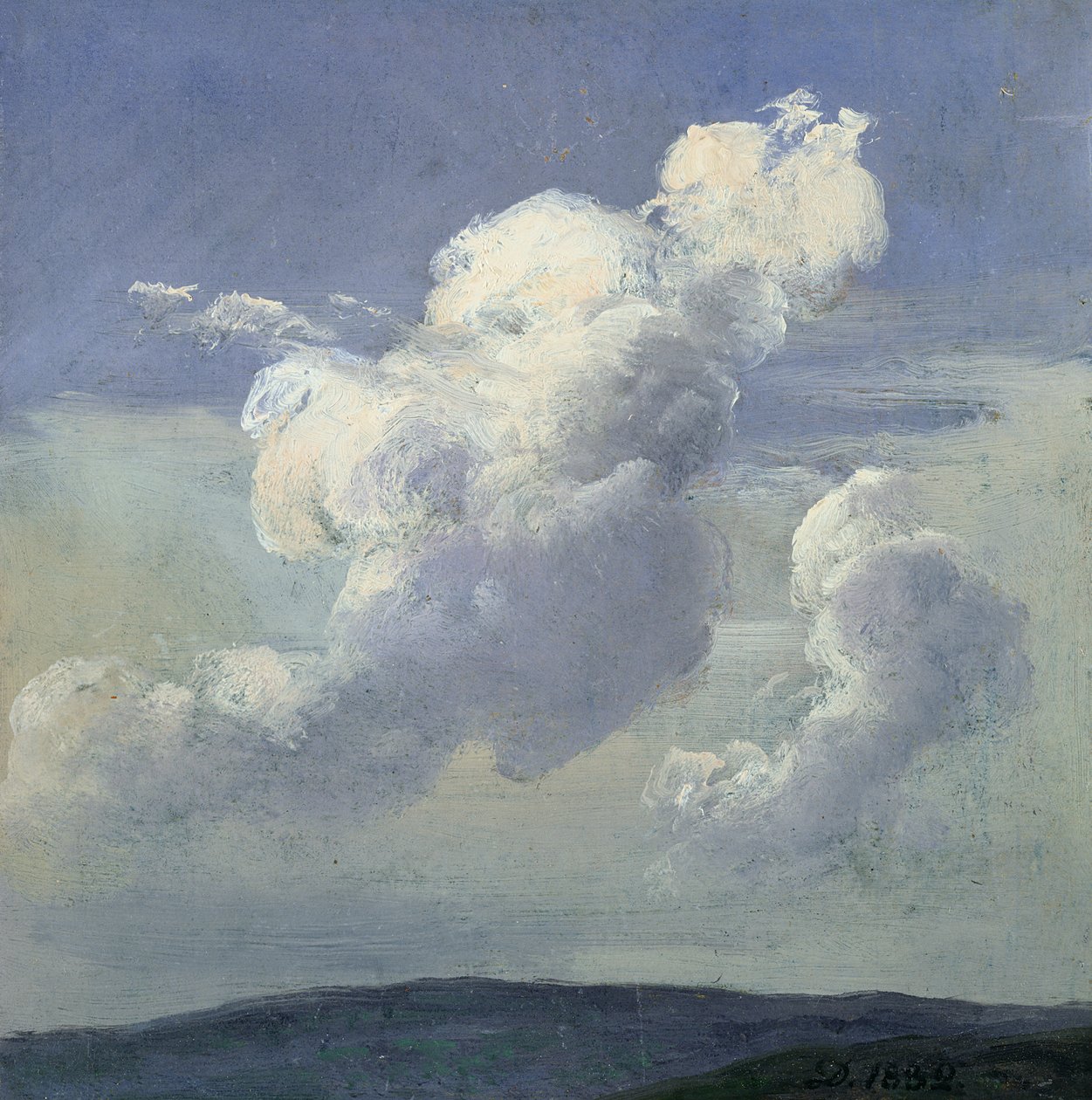 Pilviselvitys, 1832 (öljy paperille, kortille asetettuna) tekijältä Johan Christian Dahl