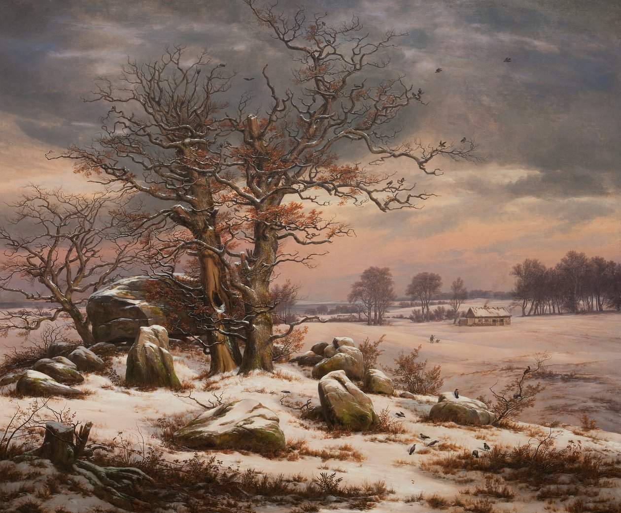 Talvinen maisema Vordingborgissa tekijältä Johan Christian Dahl