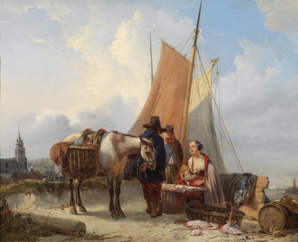 Fischer am Strand von Scheveningen tekijältä Johan Janssens