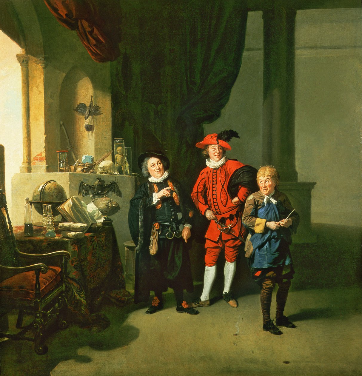 David Garrick William Burtonin ja John Palmerin kanssa Ben Jonsonin Alchemistissa, 1770 tekijältä Johan Joseph Zoffany