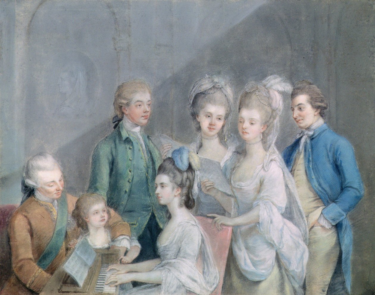 Ang pamilya ni Charles Schaw, 9th Baron Cathcart (1721-76) (pastel sa papel)finn tekijältä Johan Joseph Zoffany