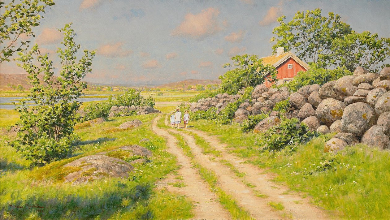 Sommar Landskap med vandrande navetta tekijältä Johan Fredrik Krouthen