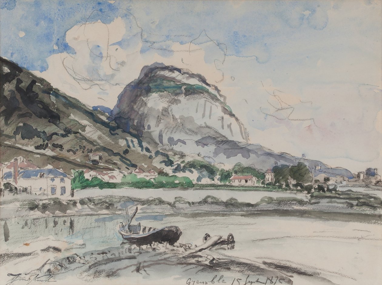 Saint-Eynard nähtynä Île Verte 1875 (akvarelli paperille) tekijältä Johan Barthold Jongkind