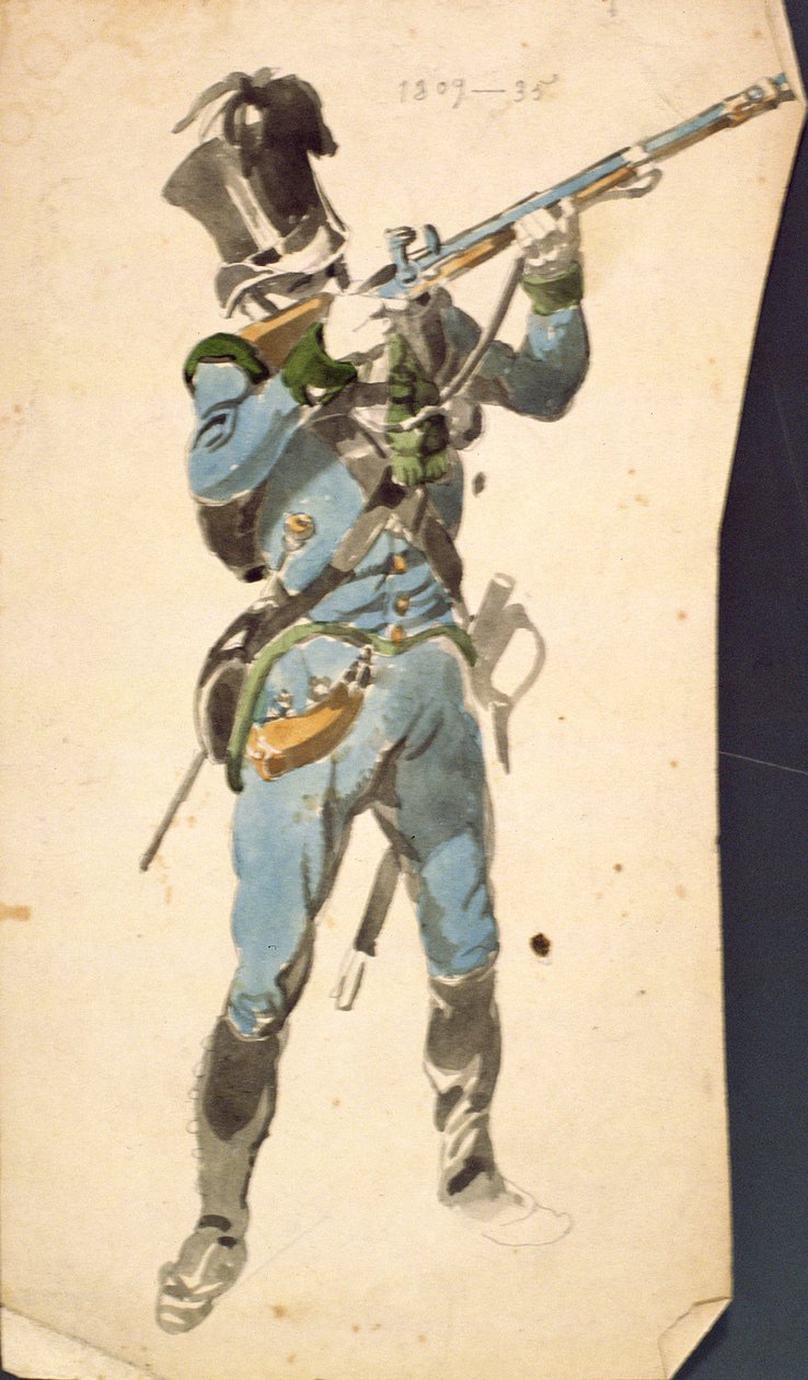 Itävallan jääkärien kiväärimies, kansallisen eliitin Prestige Corp, 1835 (akvarelli) tekijältä Johan Baptiste Heinefetter