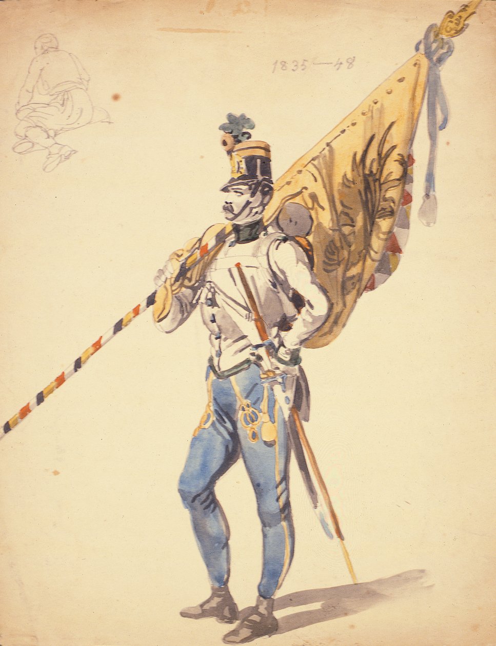 Unkarin jalkaväkirykmentin pataljoonavärinen upseeri, 1835-1848, 1800-luku tekijältä Johan Baptiste Heinefetter