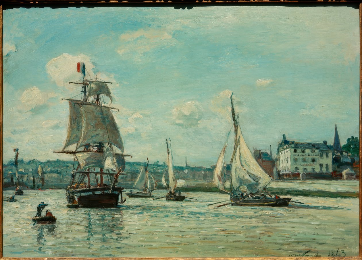 Einfahrt in den Hafen von Honfleur tekijältä Johan Barthold Jongkind