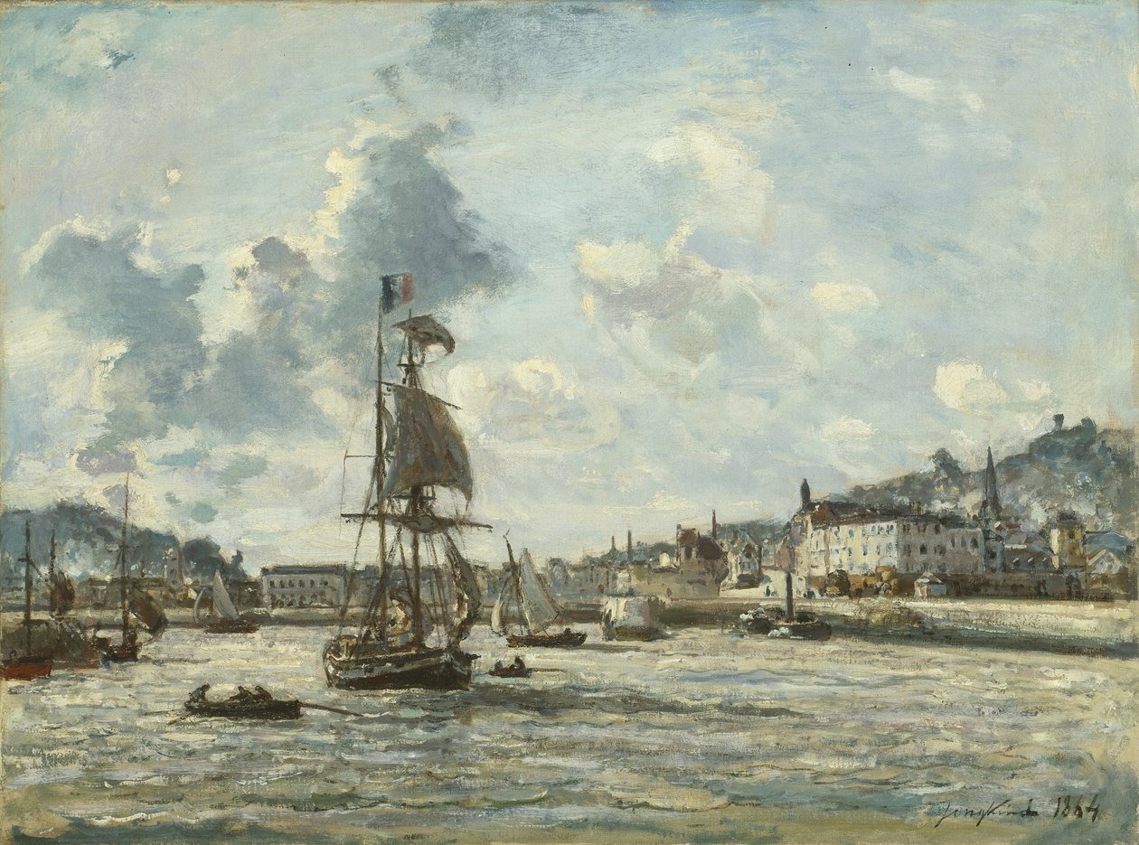 Honfleurin sataman sisäänkäynti, 1863-64 tekijältä Johan Barthold Jongkind