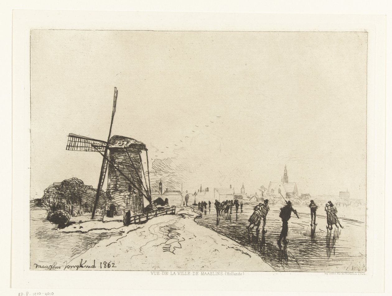 Näkymä Maassluisiin Vue de la ville de Maaslins (Hollanti) (sarjan nimi) tekijältä Johan Barthold Jongkind