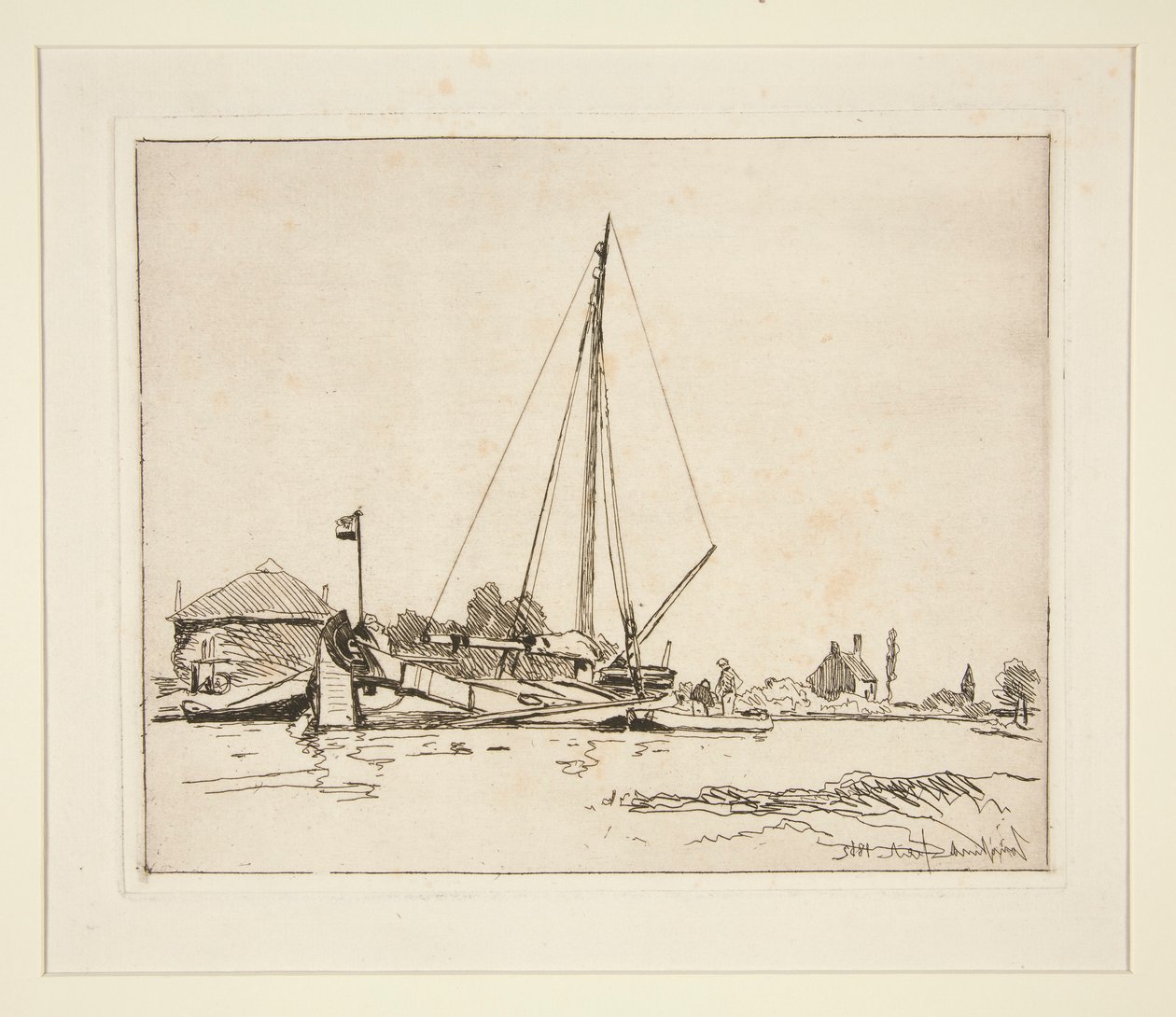 La Barque amarr?e (Moored Boat) tekijältä Johan Barthold Jongkind