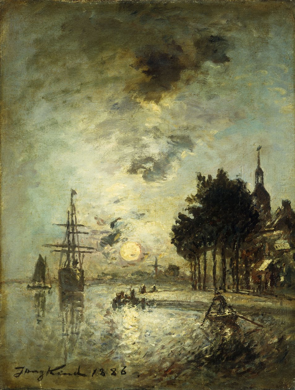 Kuutamo; Moonlight, 1886 tekijältä Johan Barthold Jongkind