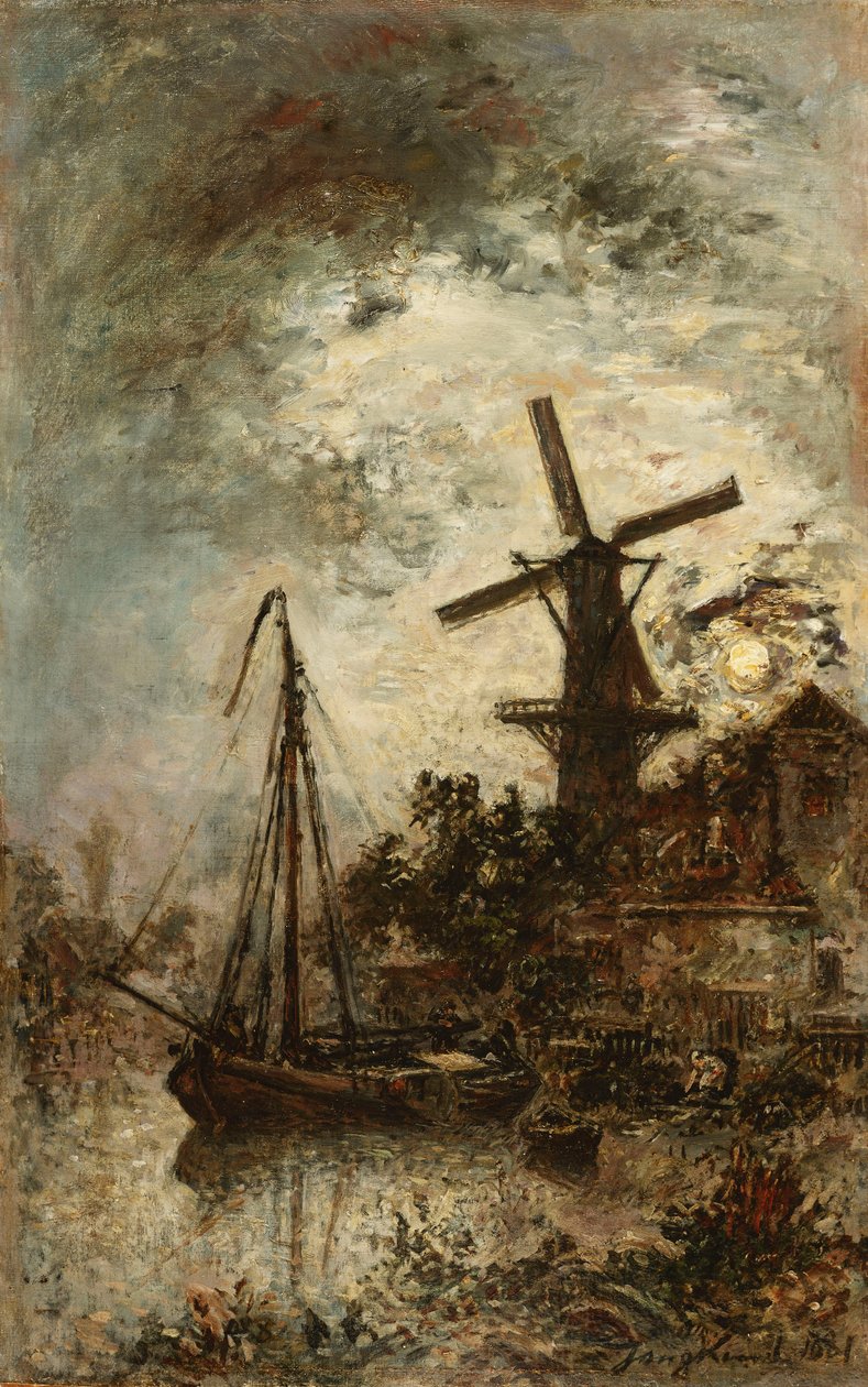 Mylly Viletin reunalla, 1881 tekijältä Johan Barthold Jongkind