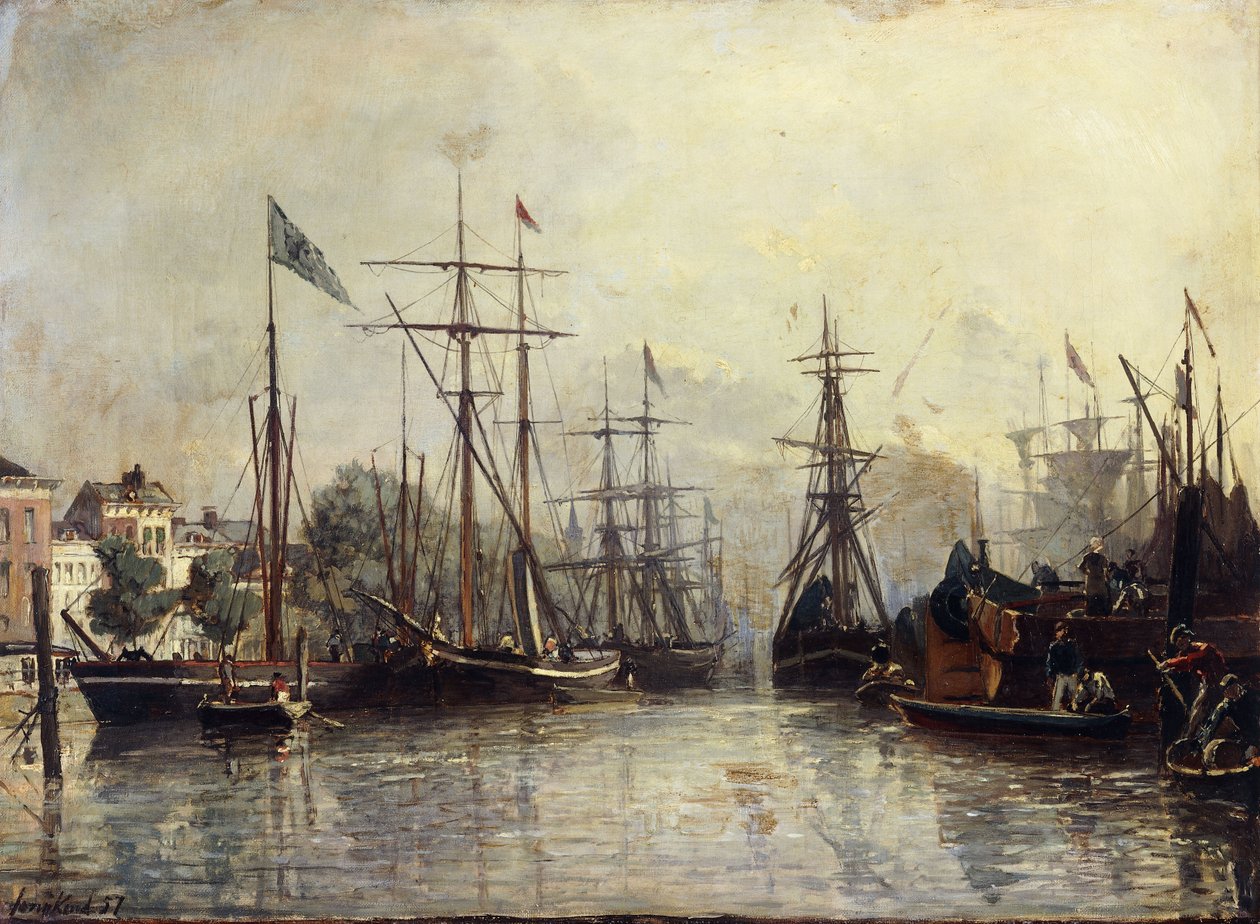 Rotterdamin satama, 1857 tekijältä Johan Barthold Jongkind