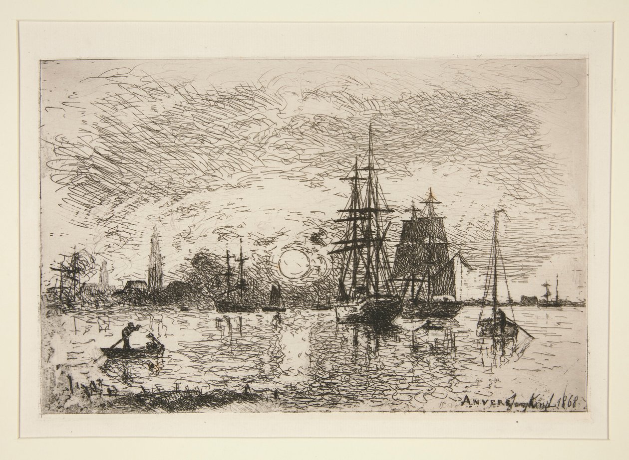 Auringonlasku - Port d tekijältä Johan Barthold Jongkind
