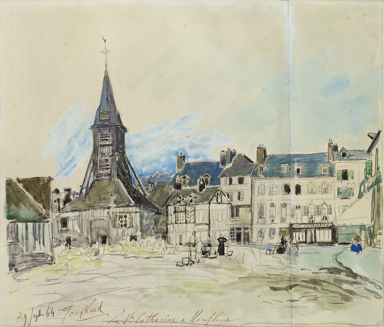 Sainte-Catherinen kirkko, Honfleur, 1864 tekijältä Johan Barthold Jongkind