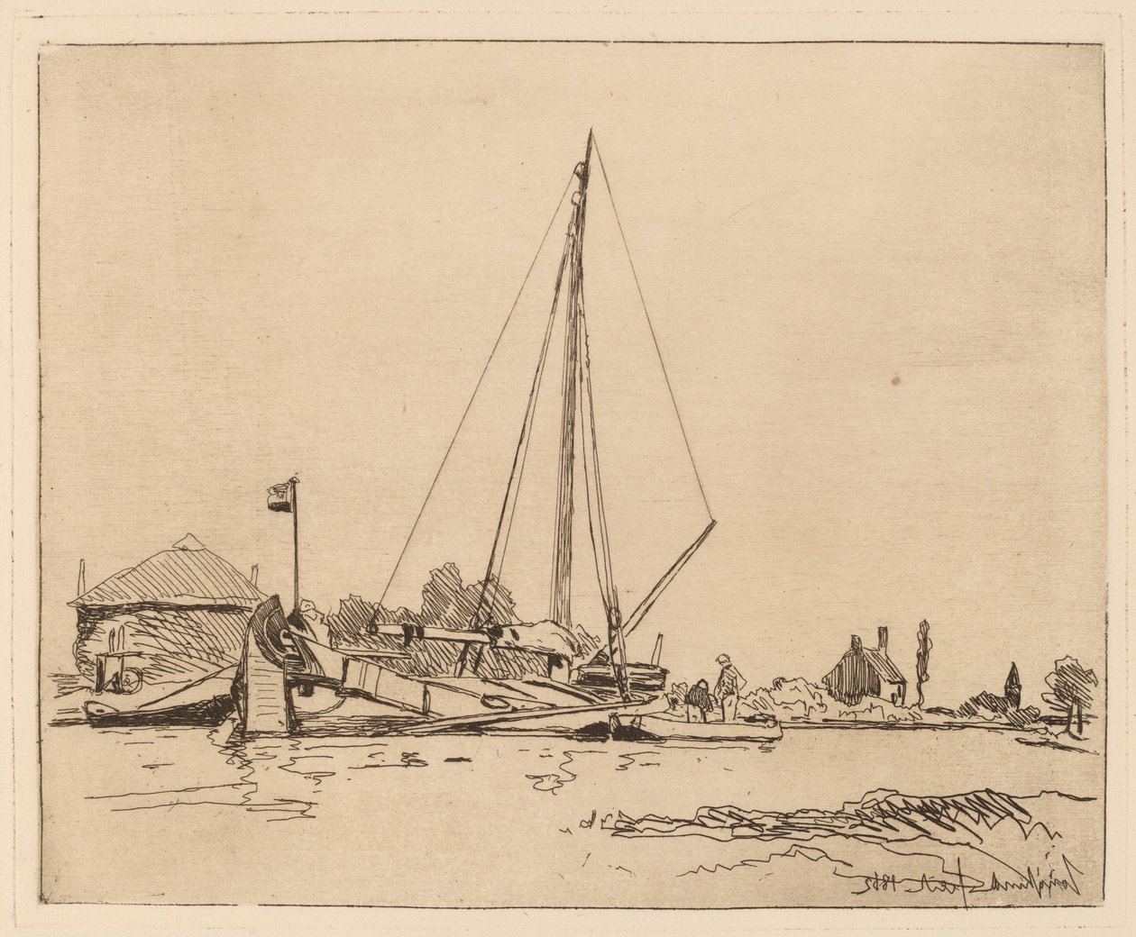 Moored Boat (La Barque amarree) tekijältä Johan Barthold Jongkind