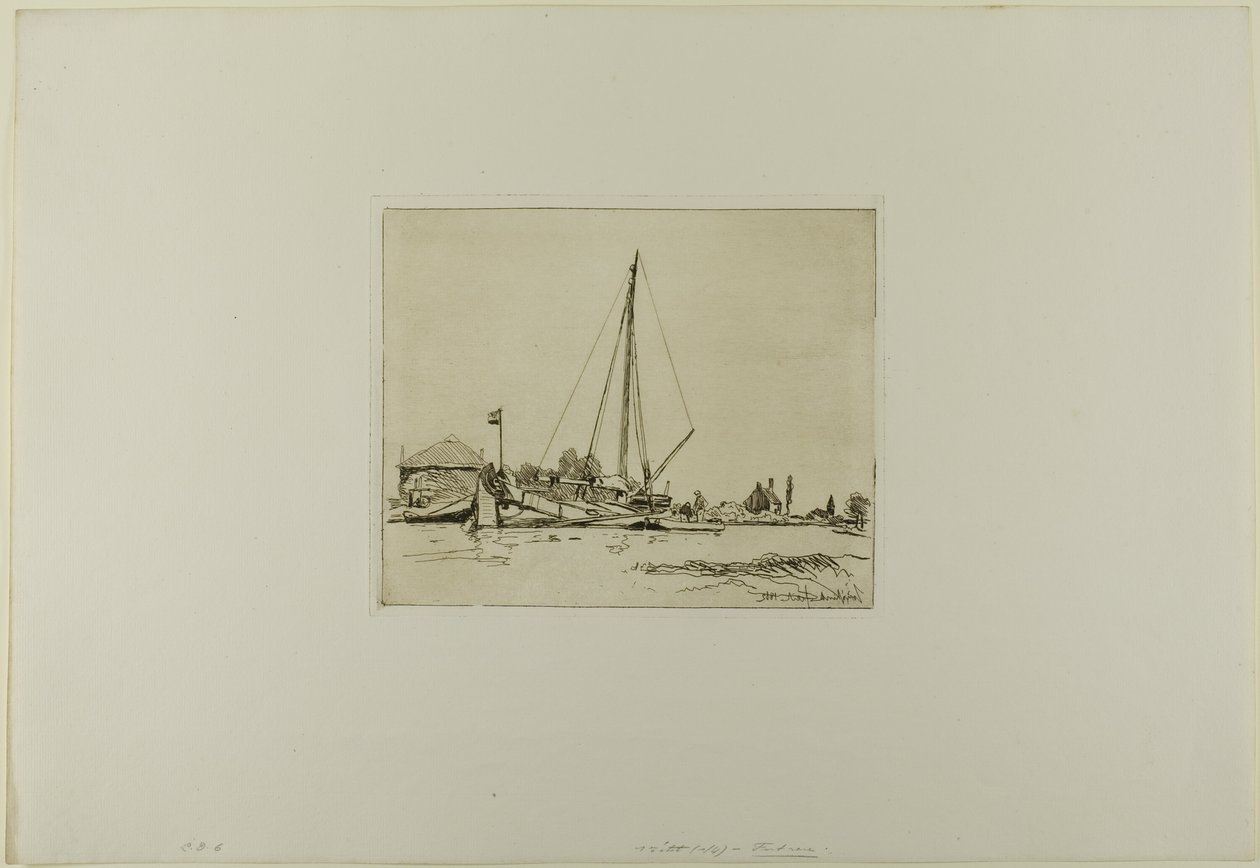 The Moored Boat, kuuden etsauksen kirjasta, Hollannin näkymiä. tekijältä Johan Barthold Jongkind