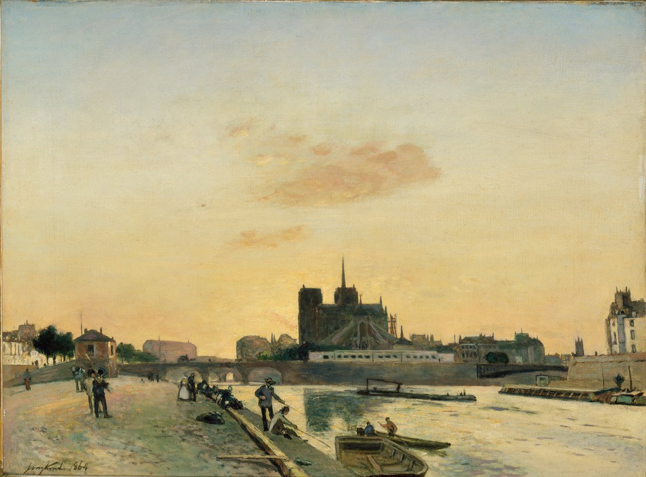 Näkymä Notre-Damelle, Pariisi, 1864 tekijältä Johan Barthold Jongkind