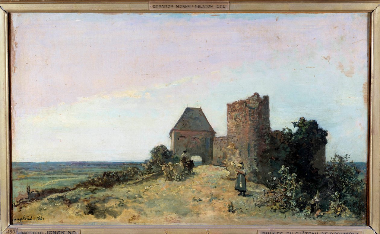 Näkymä Rosemontin linnan raunioista Jean Barthold Jongkindin (1819-1891) Nievren maalauksessa 1861 Su. 0,34x0,56 m. Pariisi, Musee d