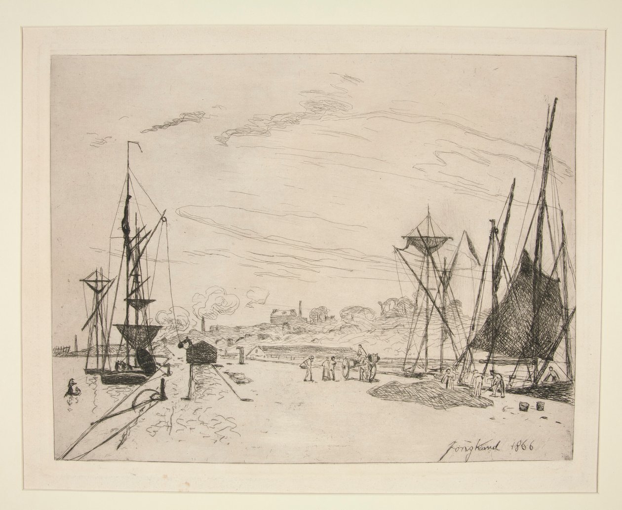 Näkymä satamasta rautatielle? Honfleur (näkymä satamaan Honfleurin rautatieltä) tekijältä Johan Barthold Jongkind