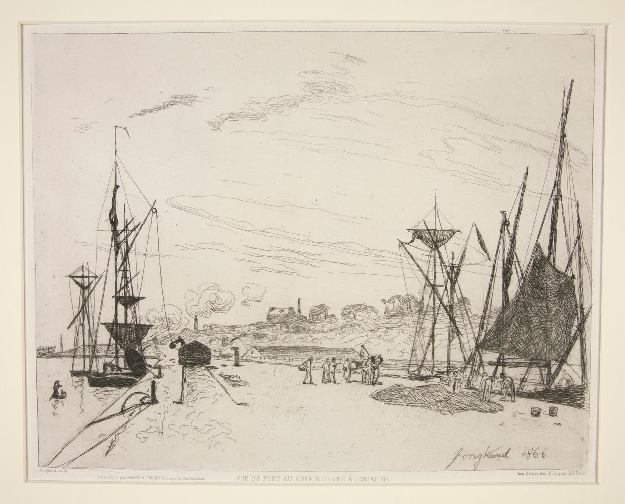 Näkymä satamasta rautatielle? Honfleur (näkymä satamaan Honfleurin rautatieltä) tekijältä Johan Barthold Jongkind