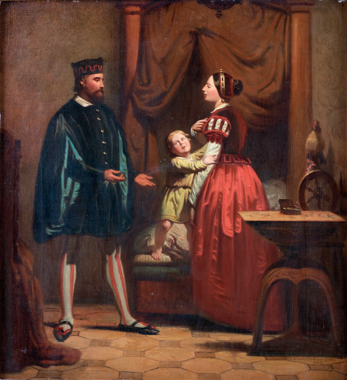 Catherine Maansdatter (1550-1612), Erik XIV de Suede (1533-1577) ja leur fis Gustaf (1568-1607) - Karin Mansdotter, Eric XIV ja poika Gustav - Peinture de Johan Zacharias Blackstadius (1816-1875) tekijältä Johan Blackstadius