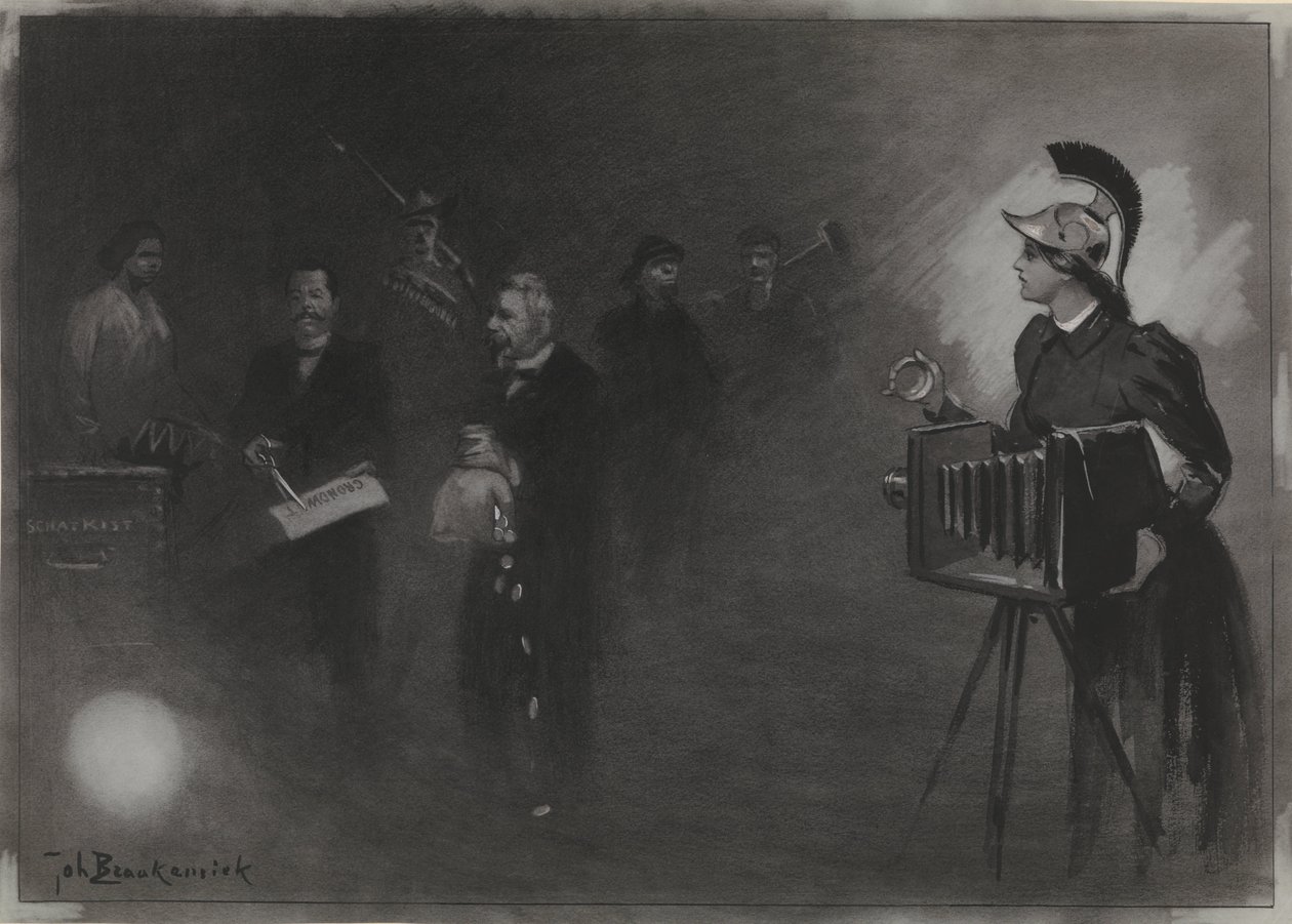 Suunnittelu kuvitukseen De Amsterdammer: The Speech from the Throne, 24. syyskuuta. 1905 tekijältä Johan Braakensiek