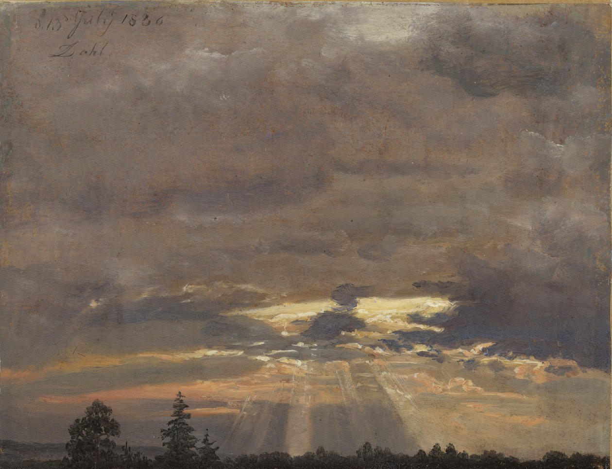 Pilvi tutkimus Auringonsäteiden kanssa tekijältä Johan Christian Dahl