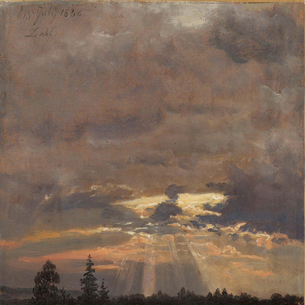 Pilvitutkielma auringonsäteineen tekijältä Johan Christian Dahl