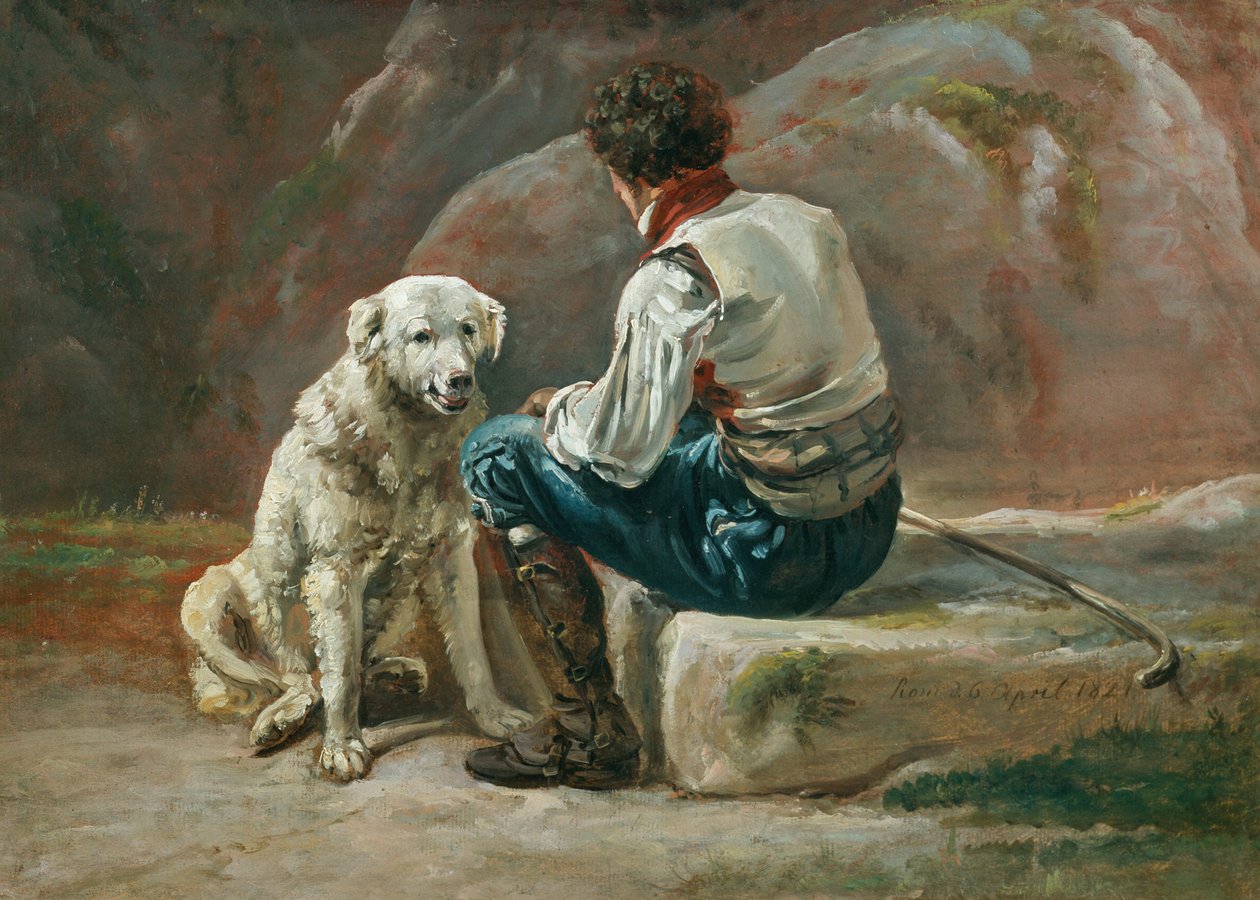 Italialainen valkoisen koiran kanssa tekijältä Johan Christian Dahl
