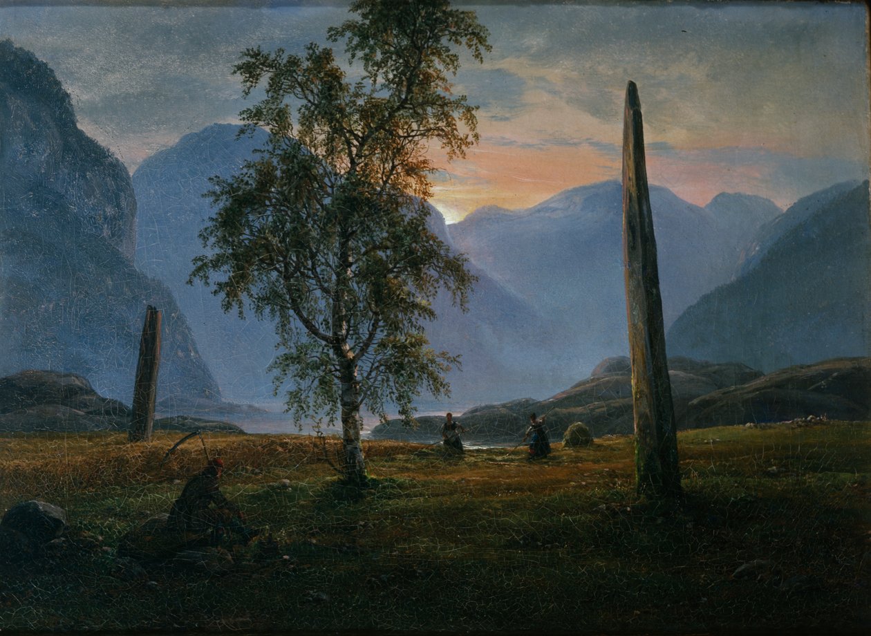 Maisema muistokivillä tekijältä Johan Christian Dahl