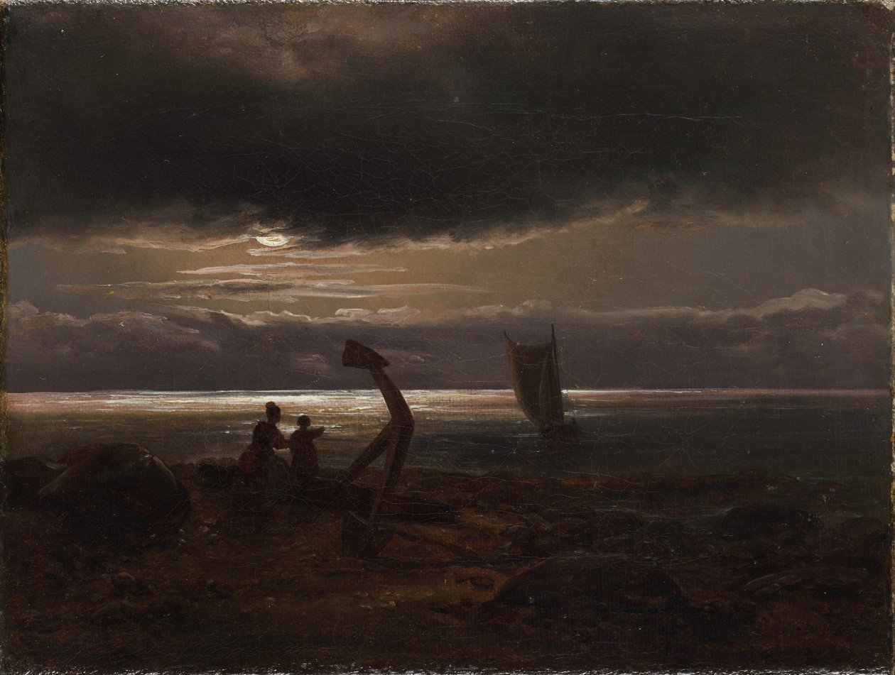 Äiti ja lapsi meren rannalla tekijältä Johan Christian Dahl