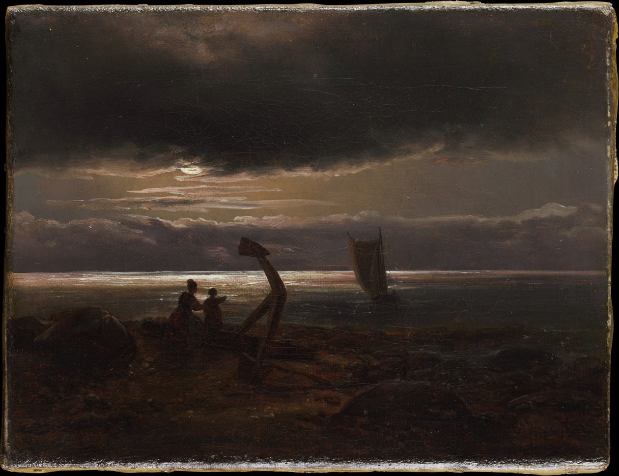 Äiti ja lapsi meren rannalla tekijältä Johan Christian Dahl