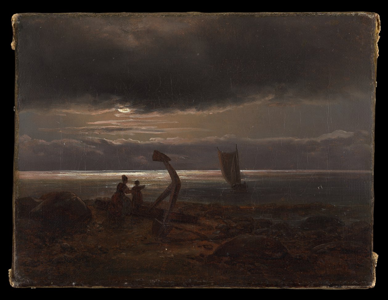 Äiti ja lapsi meren rannalla tekijältä Johan Christian Dahl