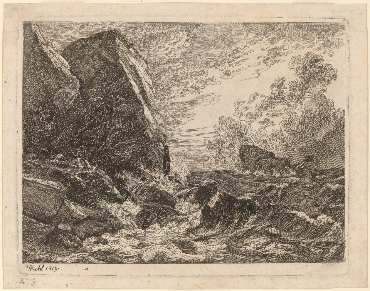Norjan rannikko myrskyn aikana tekijältä Johan Christian Dahl