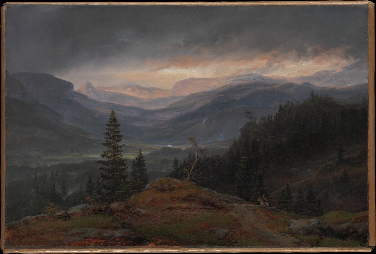 Norjalainen:  Näkymä Hallingdalin yli tekijältä Johan Christian Dahl