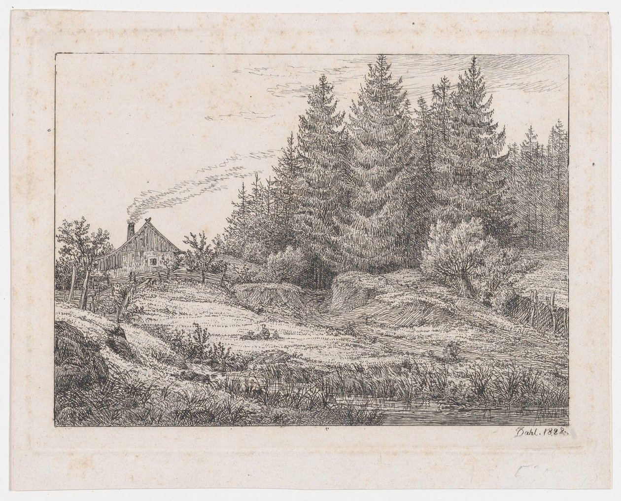 Talonpojan mökki metsän reunassa tekijältä Johan Christian Dahl
