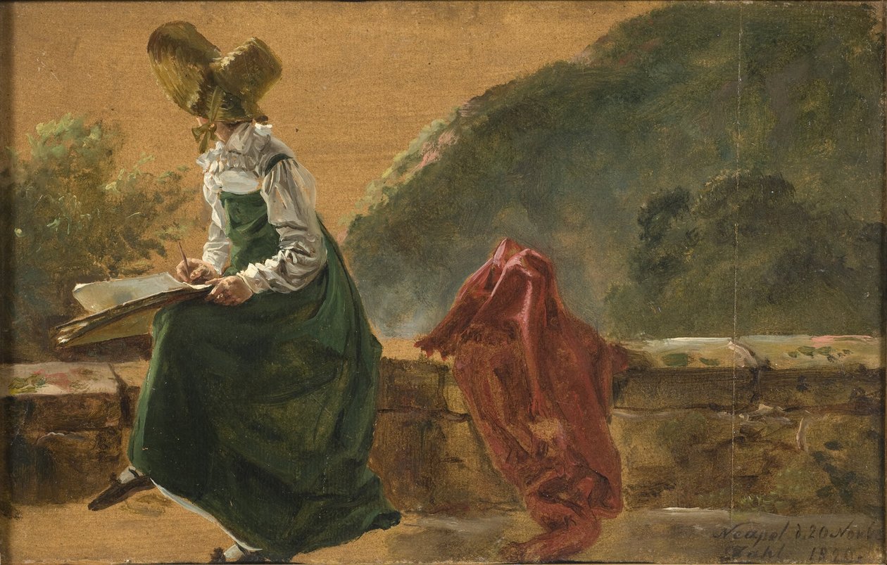 Prinsessa Caroline Amalie piirtämässä Napolissa. Tutkielma tekijältä Johan Christian Dahl