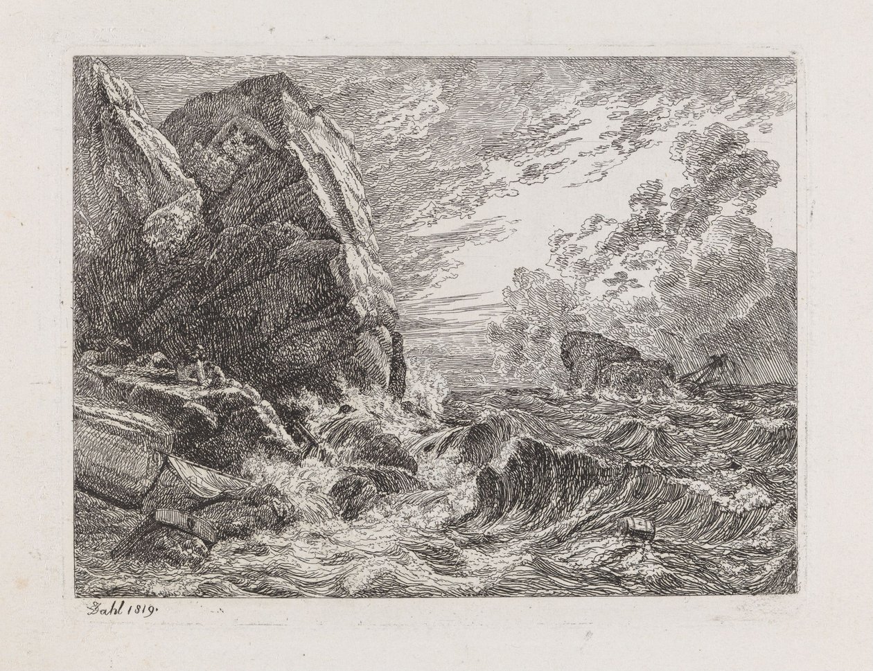 Haaksirikko kallioisella rannikolla tekijältä Johan Christian Dahl