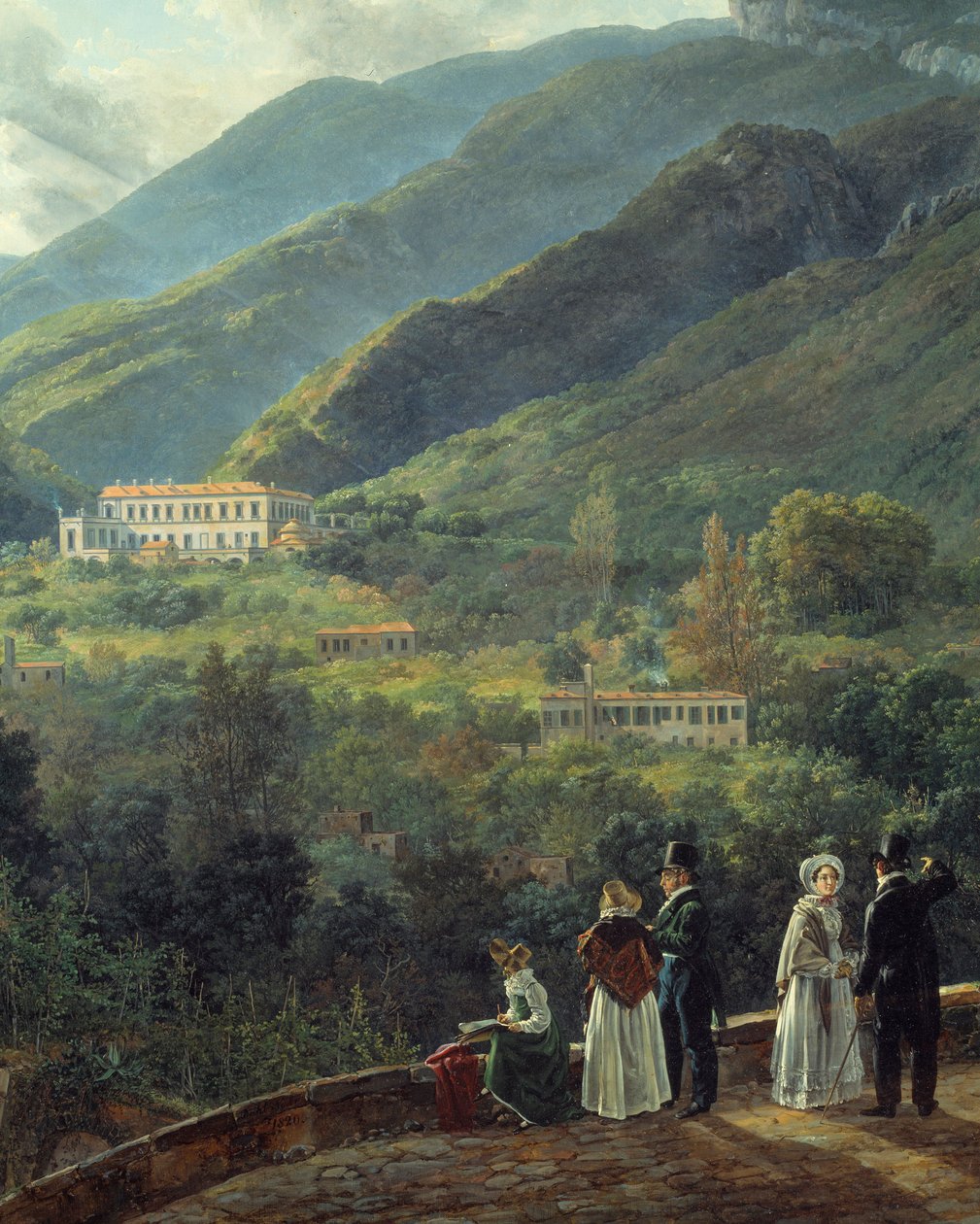 Tanskalainen tuomioistuin Reale-kasinon edessä. Johan Dahlin (1788-1857) maalaus tekijältä Johan Christian Dahl