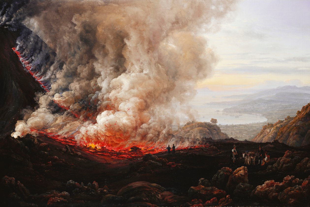 Vesuviuksen purkaus; Vesuvius-vuoren purkaus 1824 tekijältä Johan Christian Dahl